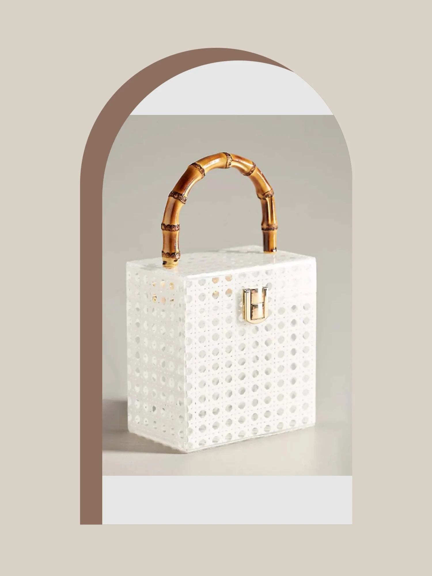 Rattan Cane White Bamboo Knitting Acrylic Patchwork Handbag Party Prom Clutch Woman Evening Bag Party Wedding Lady Travel Purse - Image 6