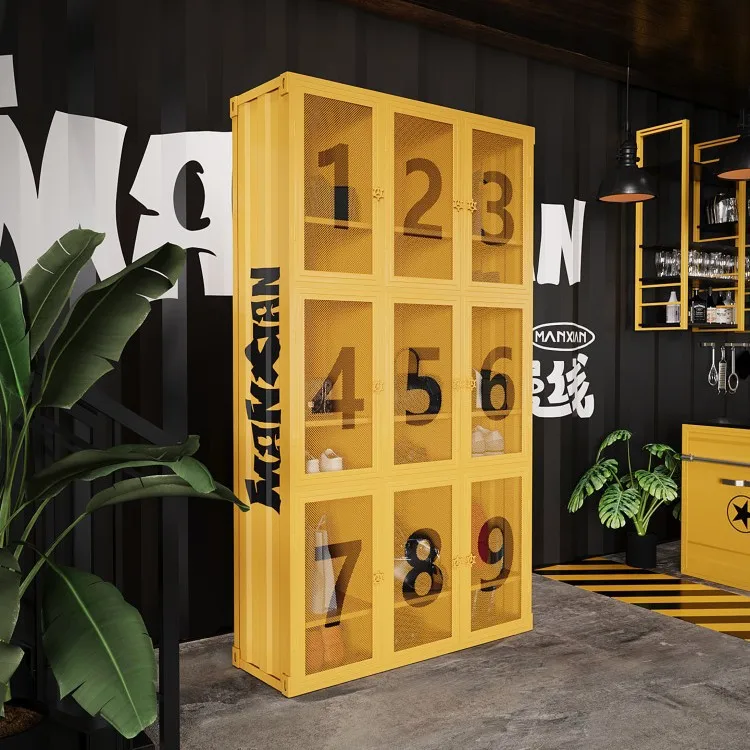 LMM industrial wind belt lock locker staff gym multi-door wrought iron storage cabinet