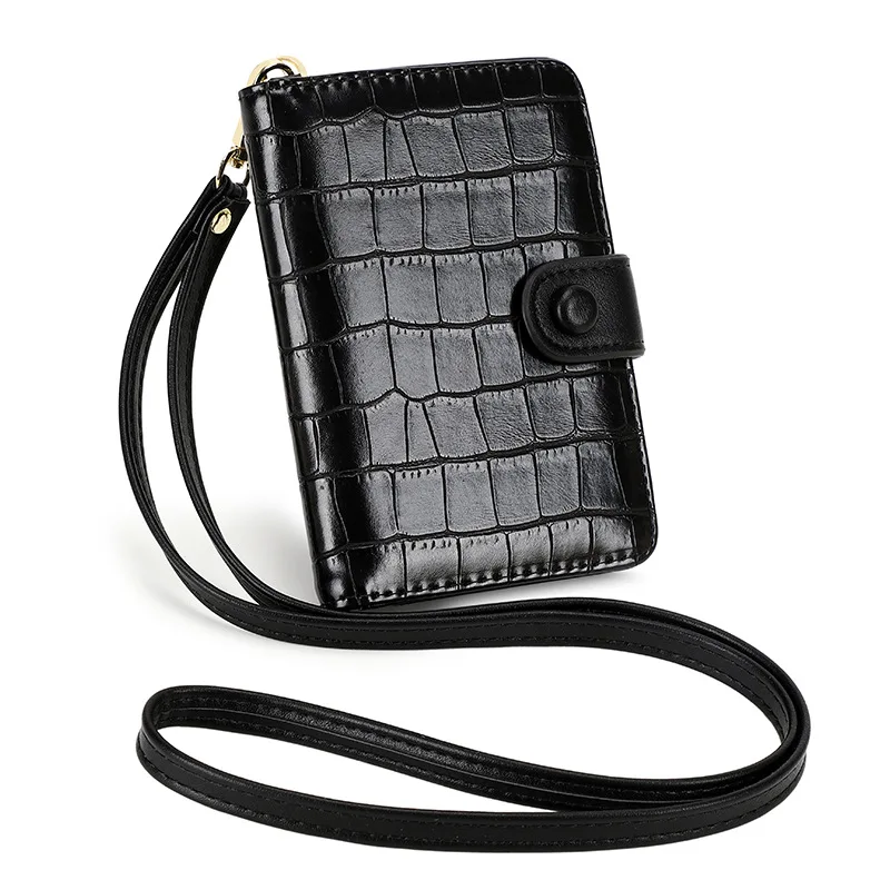 Crocodile Pattern RFID Blocking PU Leather Women Wallet Multifunction Detachable Long strap Passport Bag Purse for Ladies