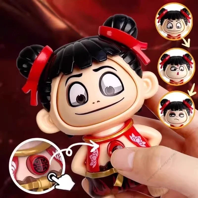 Moderne Gesicht ändern Nezha Harz Stress Relief Skulptur Mini Schreibtisch Dekor kreative Figuren Ornament Home Office Geschenkidee FYFM