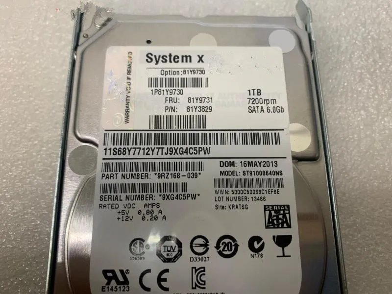 2.5 1TB HDD 6Gbps 7200rpm 81Y9730 FRU 81Y9731 Hard drive