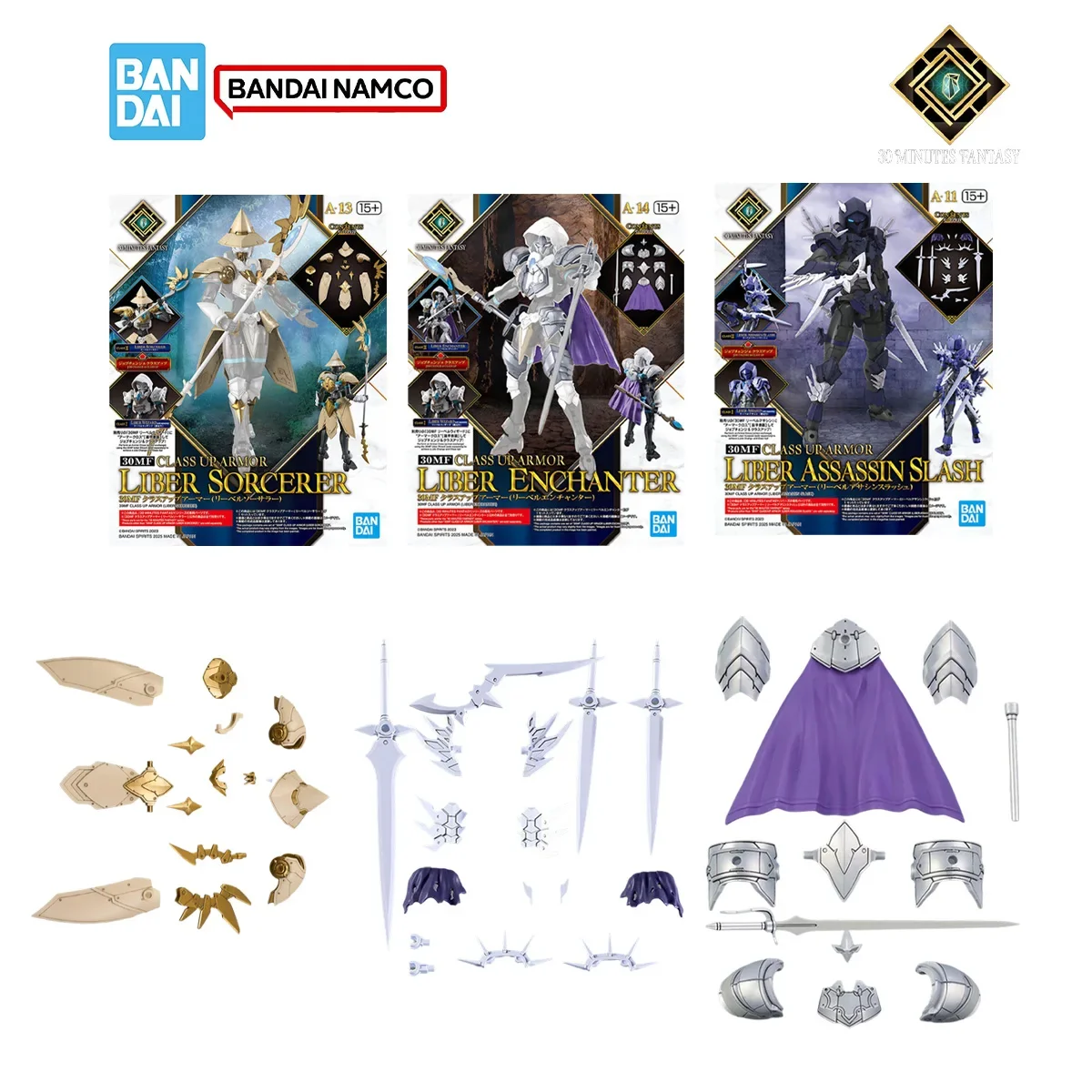 Bandai 30MF 30Minutes Fantasy Model Kit Class Up Armor Liber Assassin Slash Liber Sorcerer Liber Enchanter Action Figures Toys