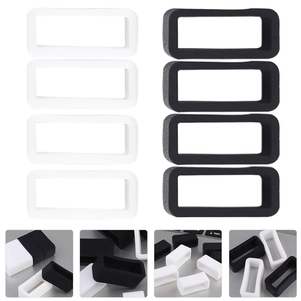 8Pcs Premium Silicone Watch Strap Rings Clasp Buckle 20Mm Black White Easy Install Remove Lightweight Classic Luxury Upgrade