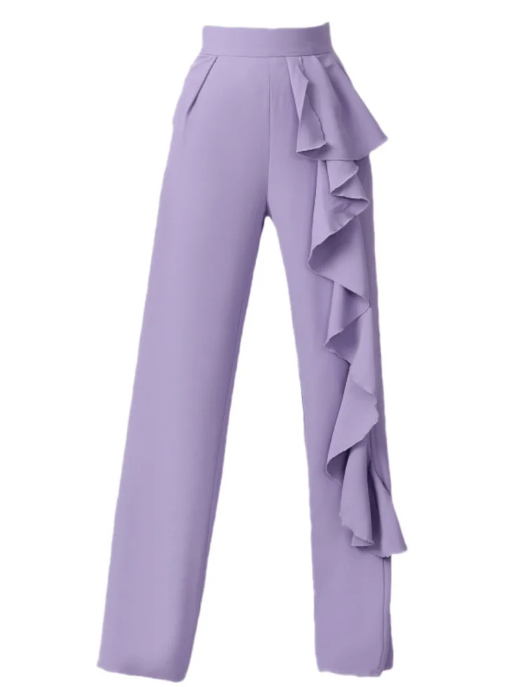 Irregular Ballroom Dance Competition Pants Waltz 2024 High Quality Dancewear Classical Ruffles Standard Luxury Latin Trousers