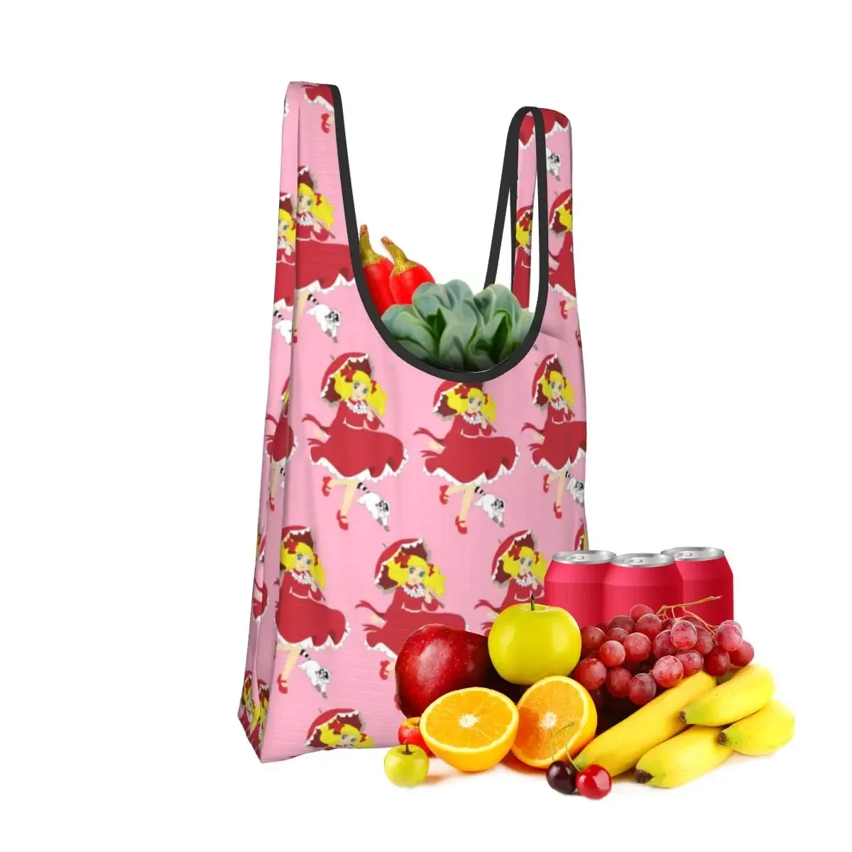 Candy Candy Anime Manga Portable Tote Shopping Bags Reusable Shopper Bag Groceries Handbag Shoulder Bag