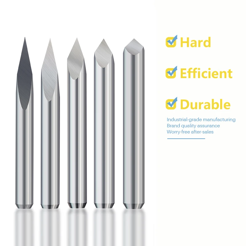 10 Stück 3 Kanten Pyramide Gravur Bits 3,175mm Schaft 0,1mm 3 Flöte gerade V Bit 20-90 Grad CNC Fräser zum Gravieren von Werkzeugen – Detail 4