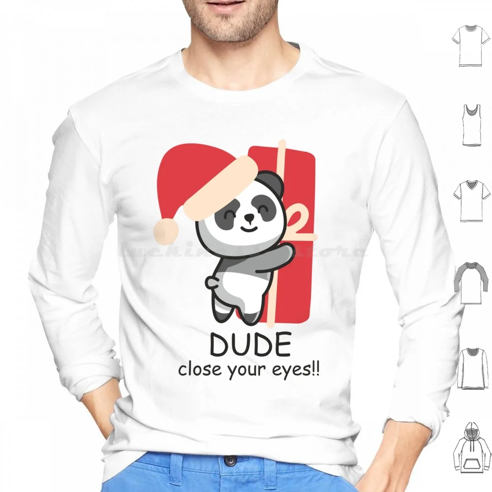 Panda Claus Dude Close Your Eyes Santa Claus Gifts Hoodie cotton Long Sleeve Sweater Christmas Party Christmas Addict Love