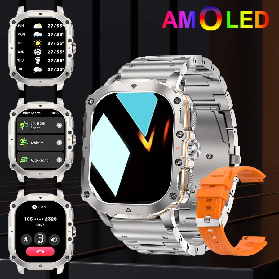 

Смарт-часы AMOLED HD Смарт-часы с сенсорным экраном и голосовым помощником, напоминание о сообщениях, прогноз погоды, спортивные режимы, модный выход