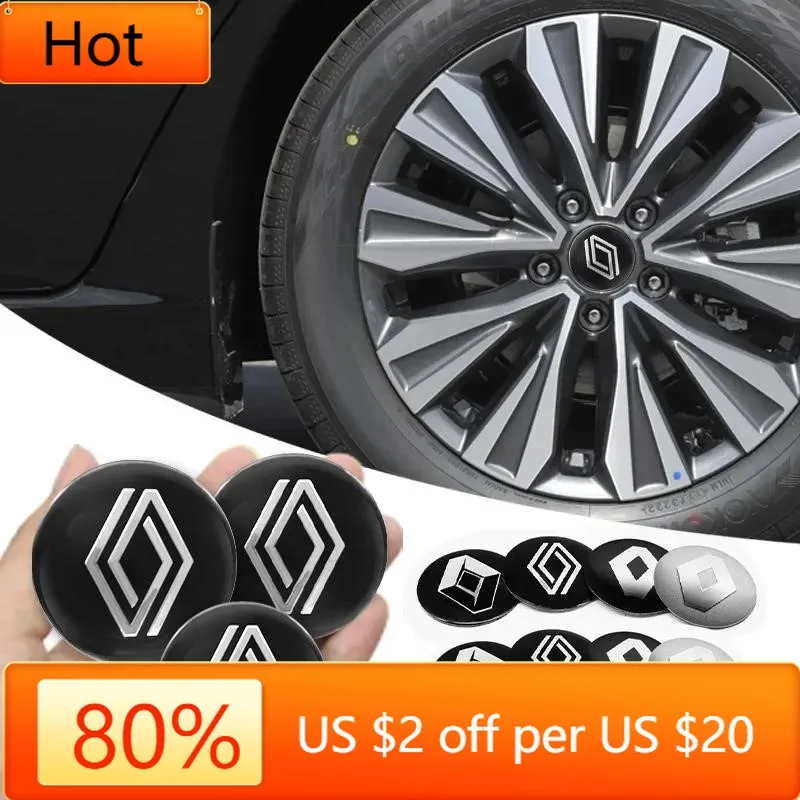 

2026 Горячие наклейки для салона Renault, 4 шт., 56 мм, наклейки на центральную ступицу колеса автомобиля, аксессуары для Renault Megane 2 3 4 Twingo C