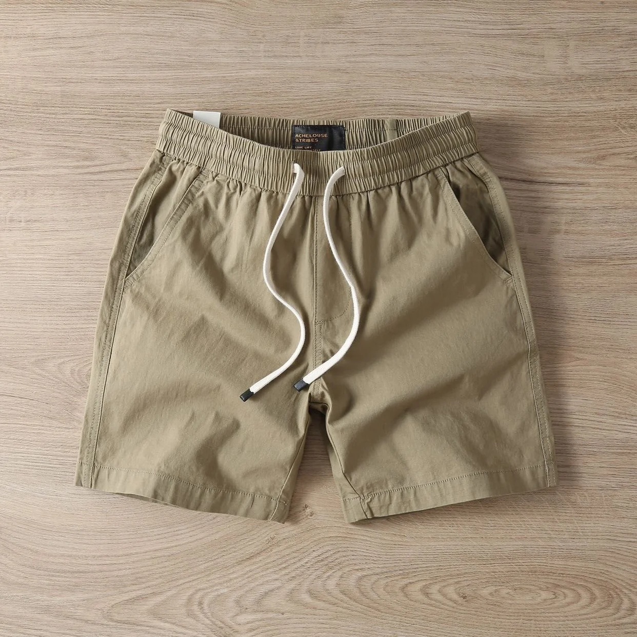 

Summer Men's Qui Dry Tee-Quarter Length Beach orts Casual Lightweight Workwear Sport Pants Elastic Waist Straight Leg