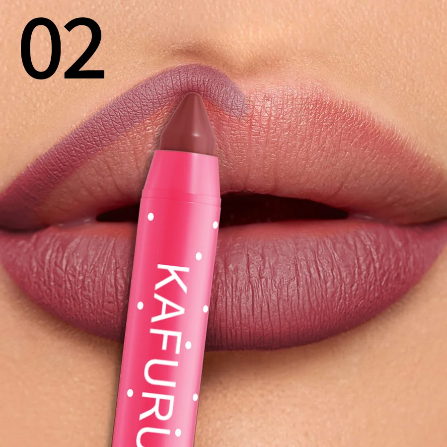 15 cores batom lápis à prova dwaterproof água sexy vermelho fosco contorno matiz batom caneta de longa duração lipliner caneta antiaderente copo maquiagem labial