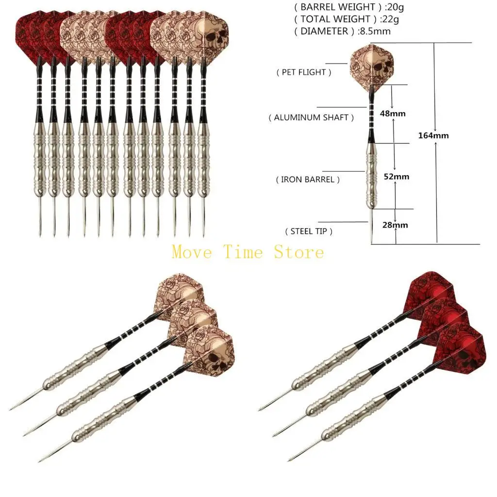 

92ME Steel Tip Darts, Professional 22 Grams Metal Set Premium Aluminum Shaft,Flight Protector Board Accessories