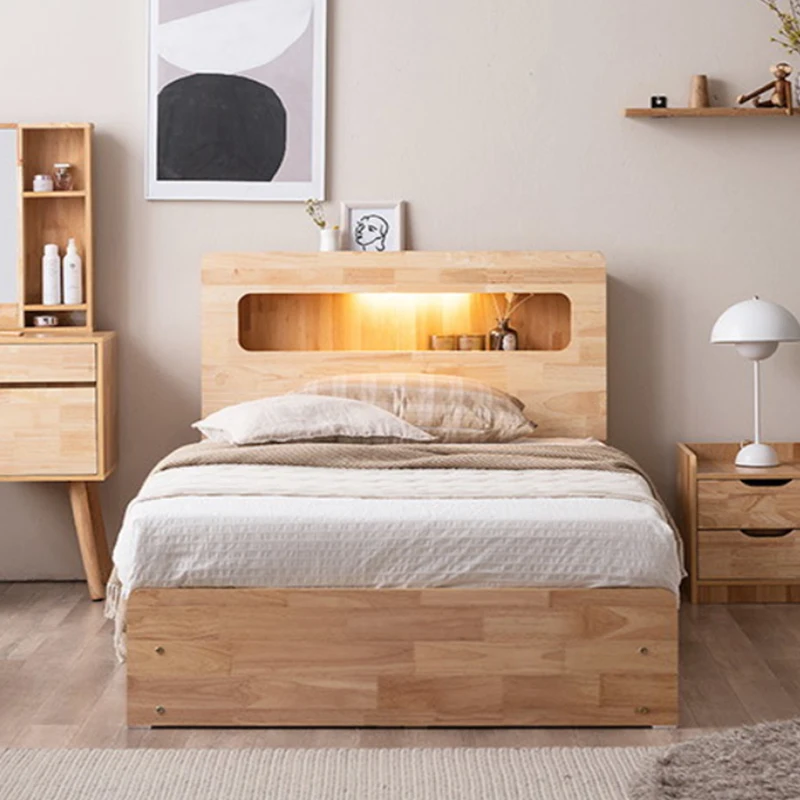 Living Room Furniture Beds Modern Solid Wood Bed Board With Drawers And Storage