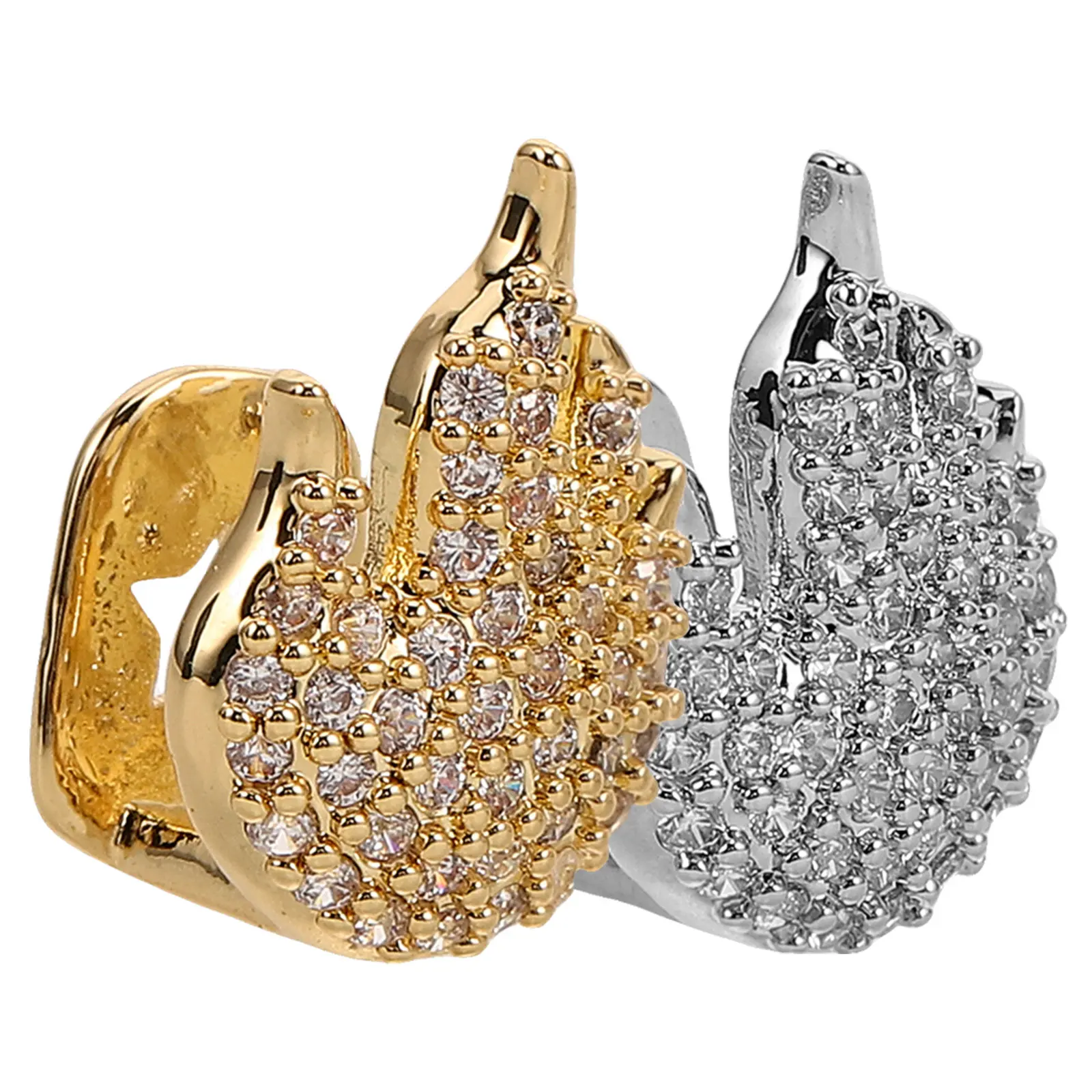 2 Piezas de Capas Dentales Doradas de Cobre con Forma de Llama Individual, Accesorios Decorativos para Dientes de Raperos, Disfraz de Fiesta Hip Hop