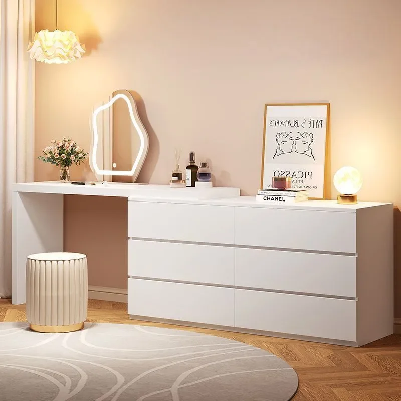 for Modern Simple Dresser Bedroom Chest Integrated Small Apartment Storage Cabinet Cream Style Desk Retractable Makeup Table
