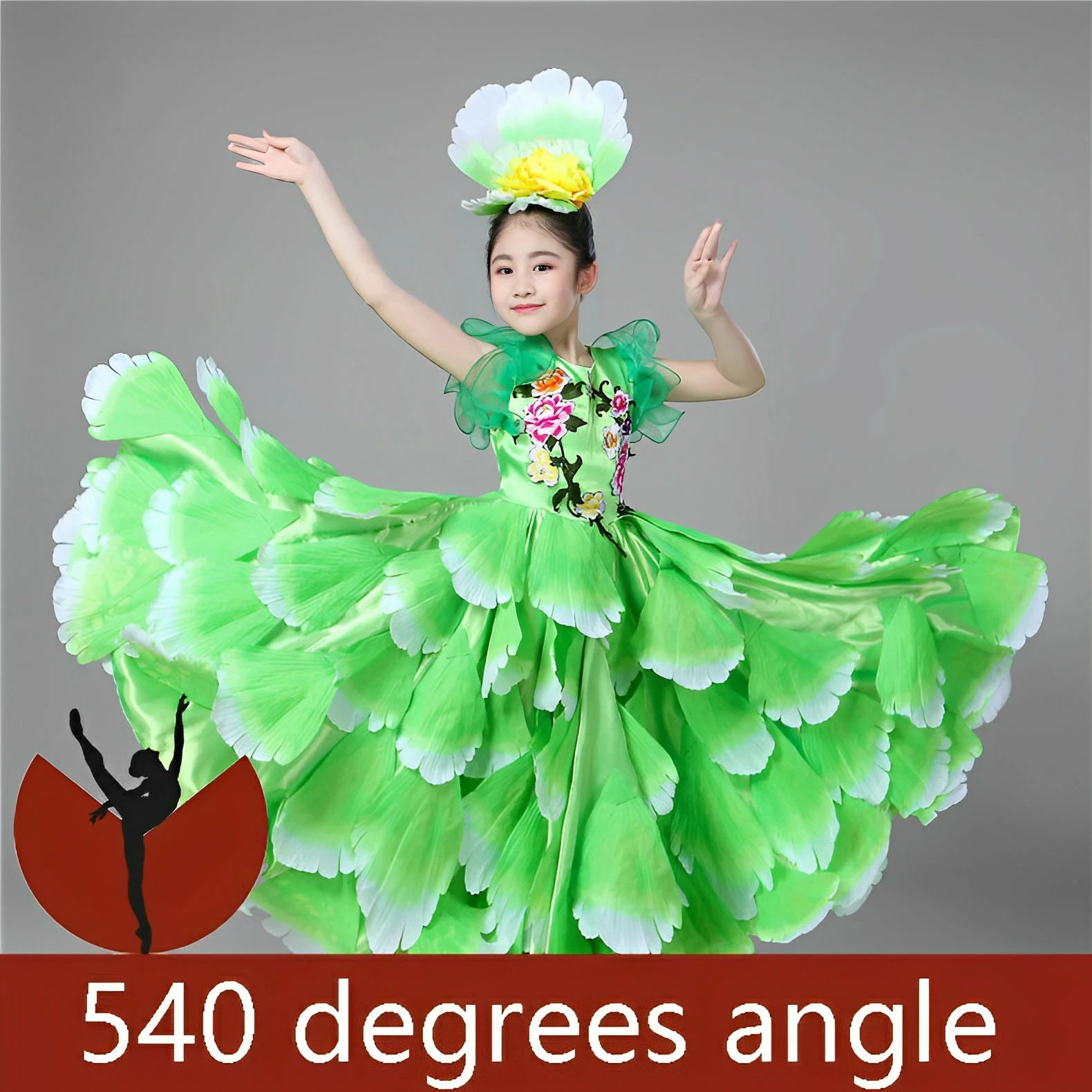 June 1 Children\'s Day Peony Fairy Dance Dress Short-sleeved Girls Performance Costume Kindergarten Performance Chorus Clothing