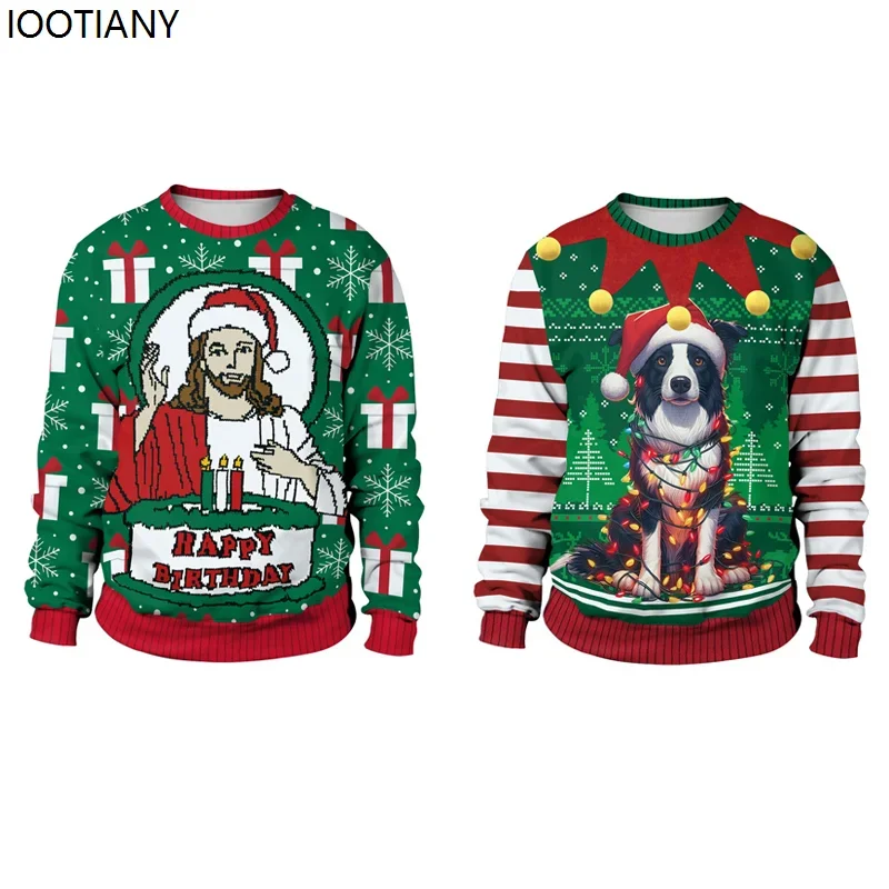 

CosplayAutumn And Winter Unisex Ugly Christmas Sweatshirt Santa Claus Elf Cosplay Pullover Long Sleeve O-Neck Streetwear Xmas Gi