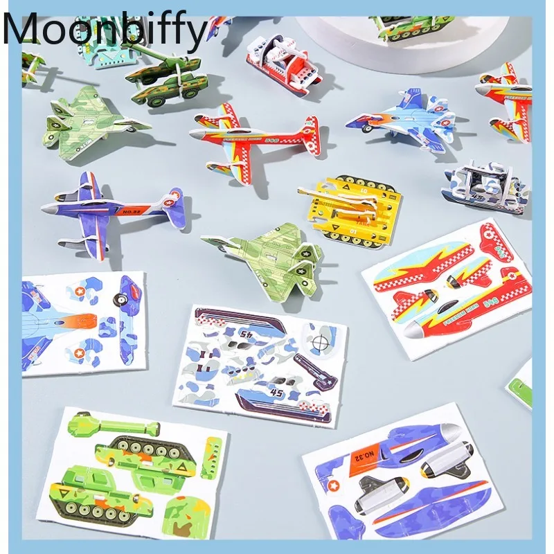 Rompecabezas de avión de papel creativo para niños, Mini Avión de dibujos animados en 3D, tanque de dinosaurio, modelo de ensamblaje, juguete educativo, gran oferta, 1Pc