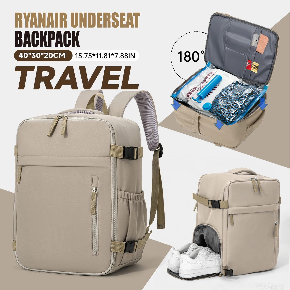 Expandable Travel Backpack for Boarding, New Men's Business Casual Backpack, Large Capacity Luggage Bag, Women's Computer Bag