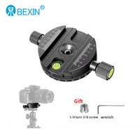 BEXIN QJ-08 Quick Release Plate Clamp Seat Photography Tripod Head Panoramic Rotating Quick Release Base Holder for DSLR Camera
