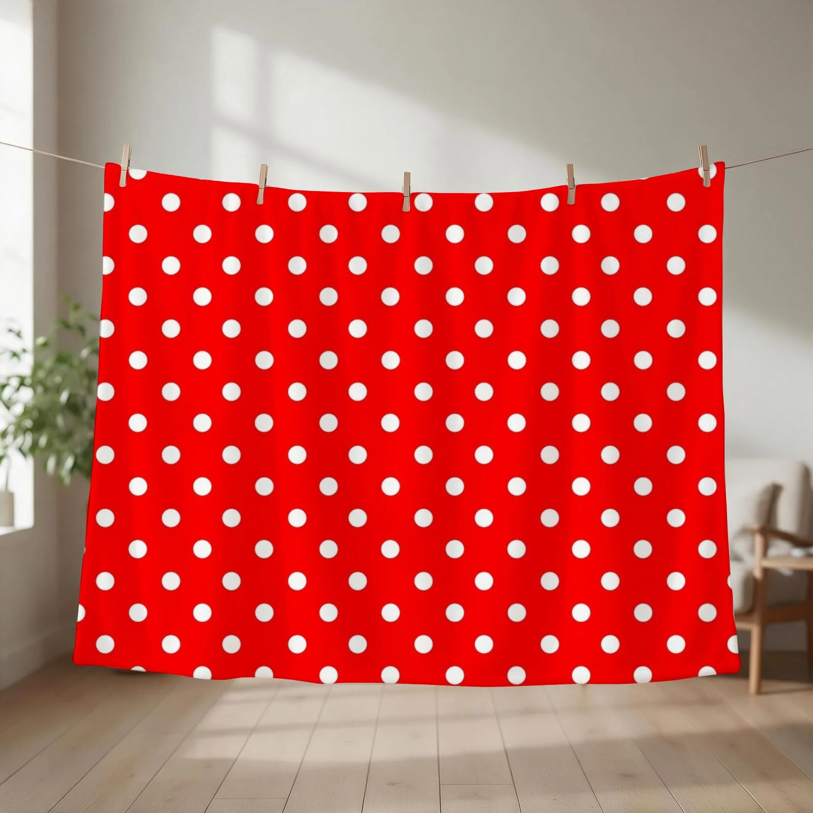 White Dots on Red Throw Blanket Hairys Bed Fashionable Blankets For Bed christmas decoration Blankets