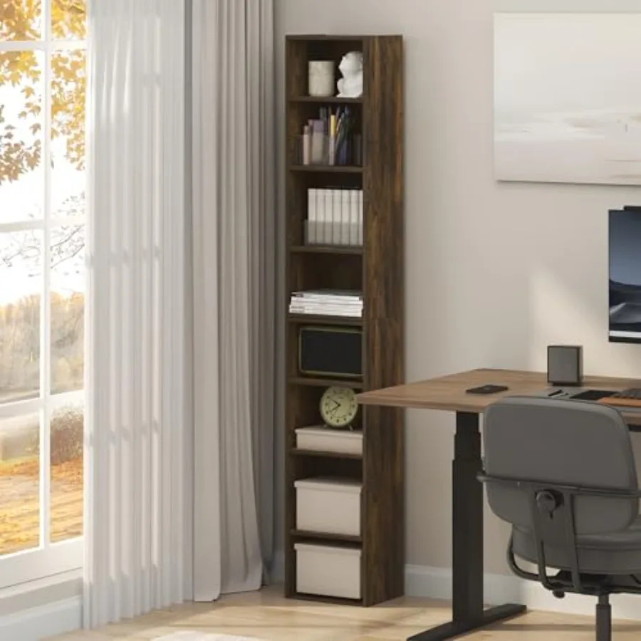 

PASIR Book Shelf 8-Tier Bookshelf Bookcase with Open Shelf 9.3 x 11.8 x 70.9 for Living Room Bedroom Home Office