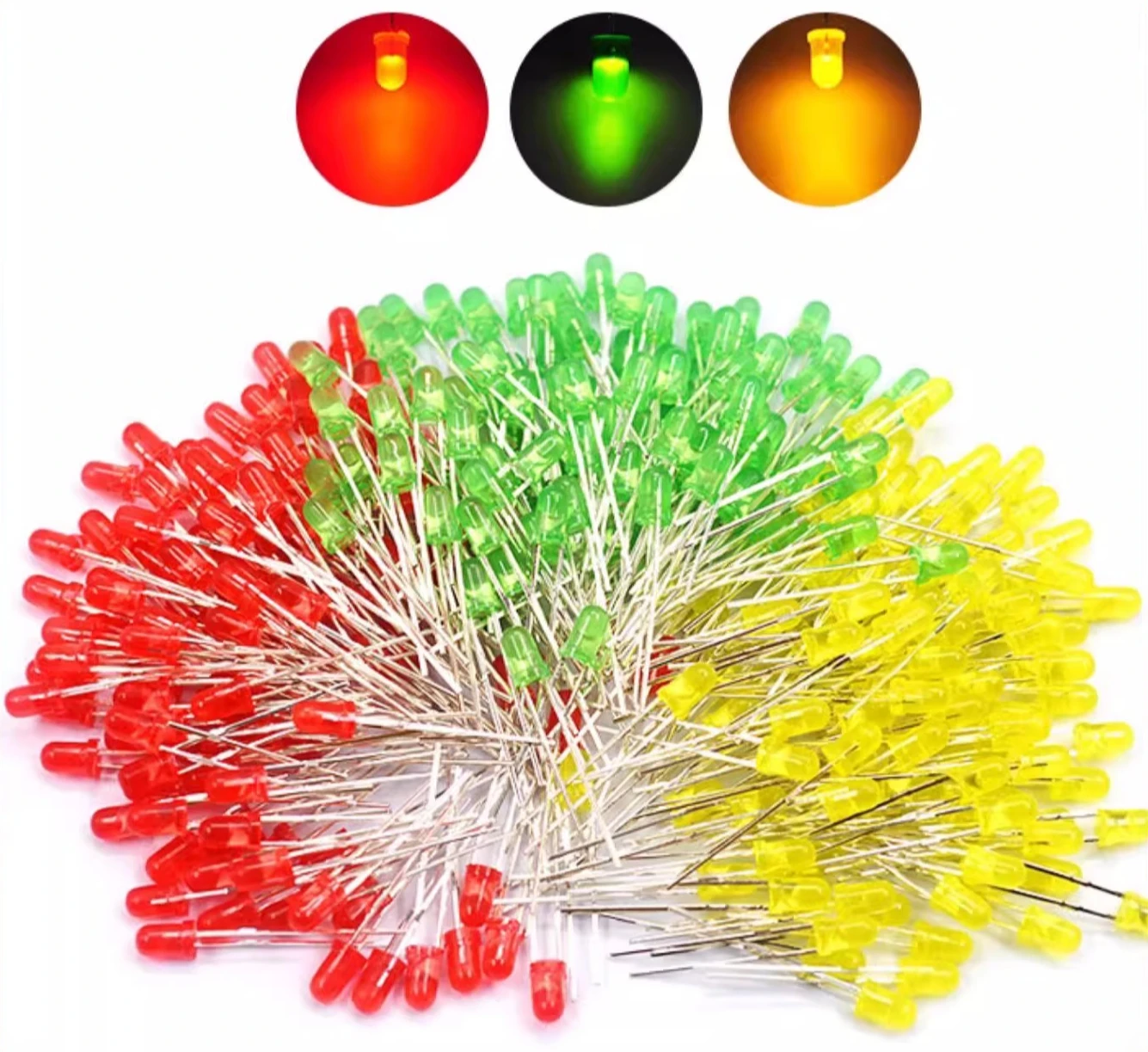 LED small bulb light emitting diode, red green yellow blue white color, straight plug light bead component pack, indicator