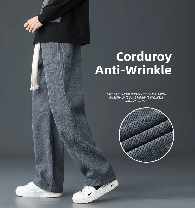 

American Sle Loose Straight Leg Corduroy Men's Pants High Street Trendy Brand Casual Long Trousers Autumn Winter Fce