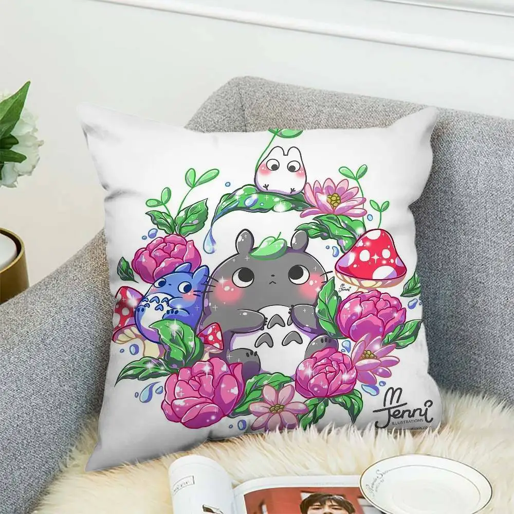 

Cartoon Cute T-Totoroes Pillow Case Double-Sided Printing Cushion Cover 45x45 Decorative Cushions Sofa Home Decor Soft Pillowcas