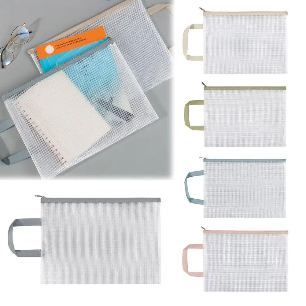 Carpeta de archivos tamaño A4, bolsa de malla con cremallera para documentos A4, bolsa de archivos impermeable para oficina, escuela, organización de viajes, ligera