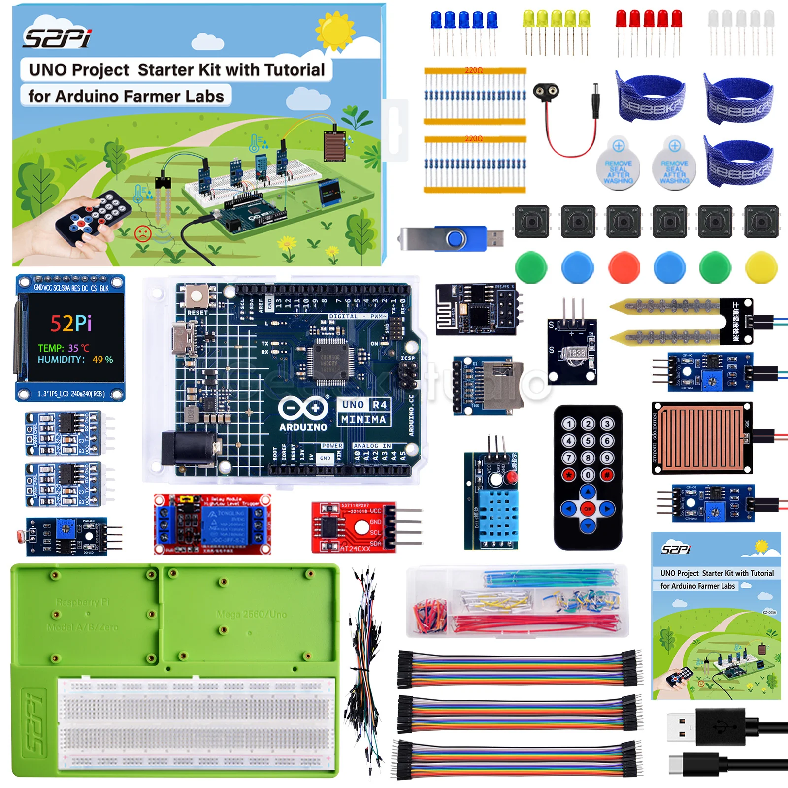 

Smart Farming Kit for Arduino UNO R4 Minima Farmer Labs with Tutorial Sensors Advanced Modules