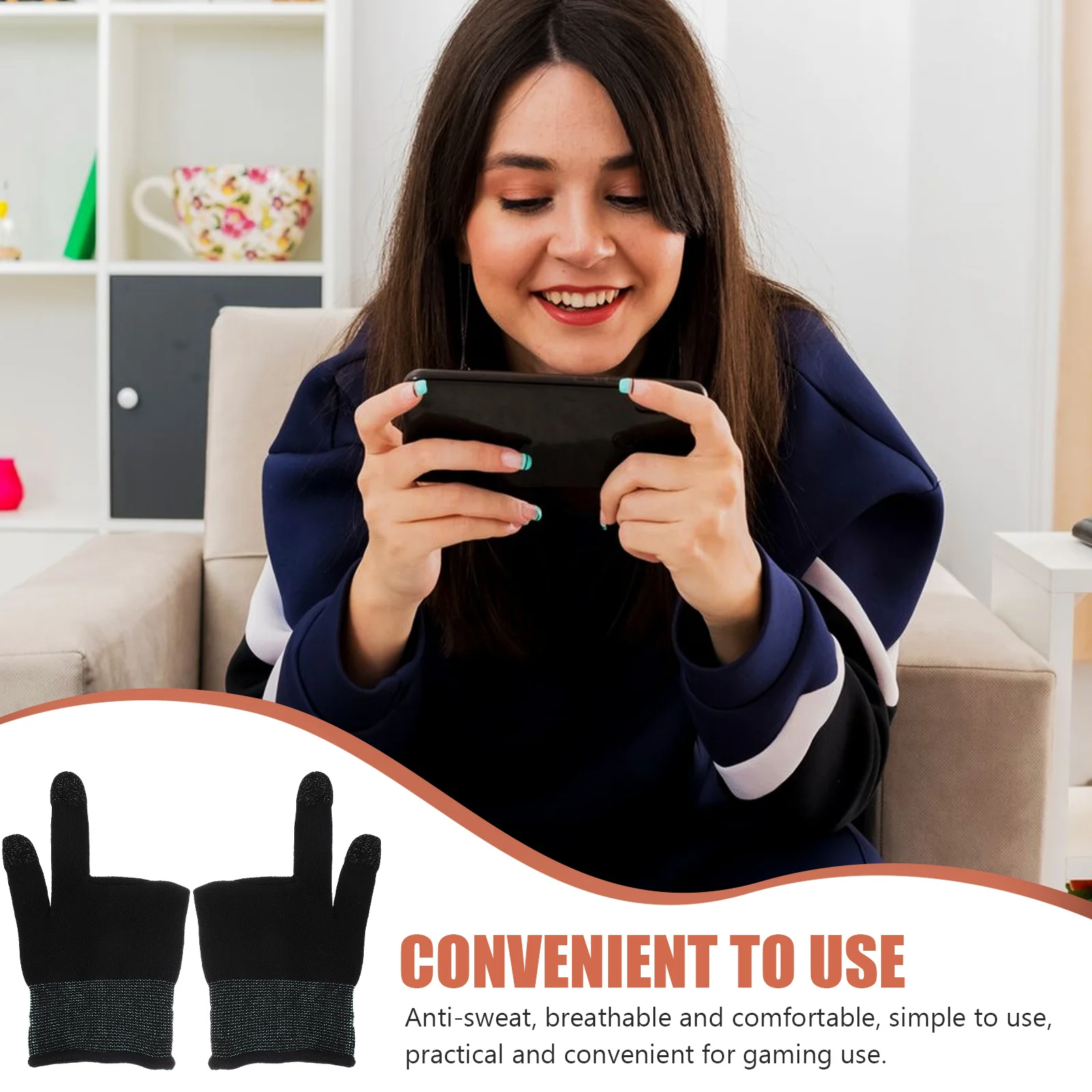 زوج واحد من قفازات الألعاب المحمولة قابلة للتنفس وخفيفة الوزن وأكمام أصابع رفيعة للغاية ومضادة للعرق قفازات ألعاب بأكمام أصابع للألعاب #4