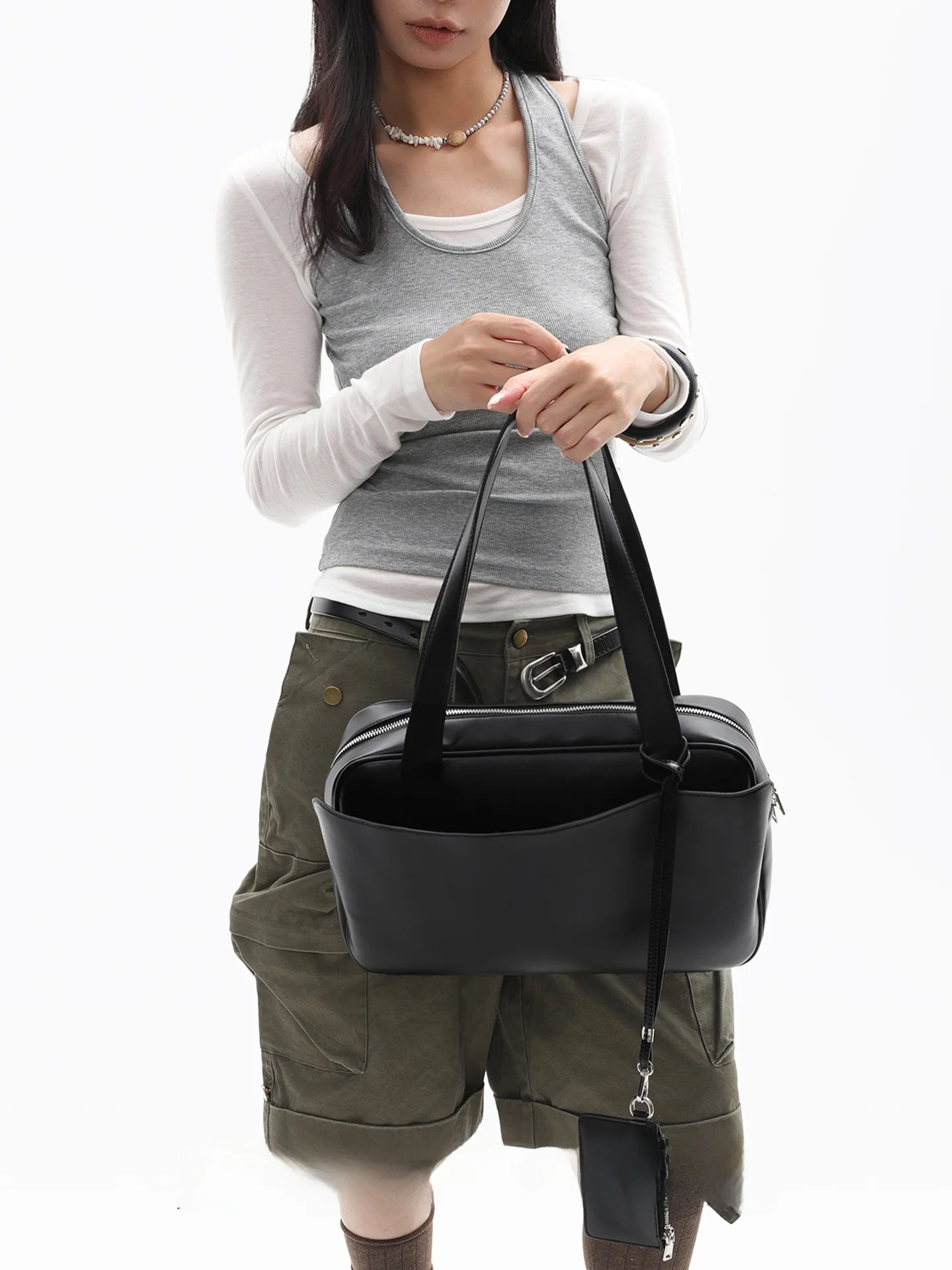 Large Original Kangaroo Bag Shoulder Underarm Bag Fashion Trend  Color Pure Color PU Leather Daily Match Single Shoulder...