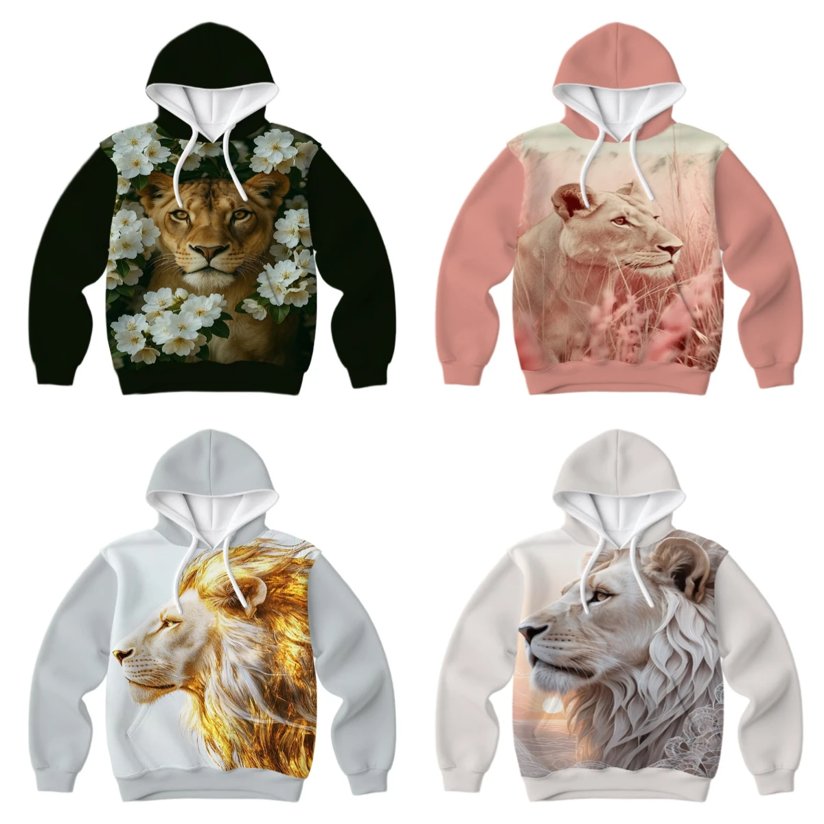 

2025/26 Latest Popular Hoodies Y2 Animal Lion Street Trend 3D Autumn/Winter Adult Men's and Women's Large Pocket Hoodies