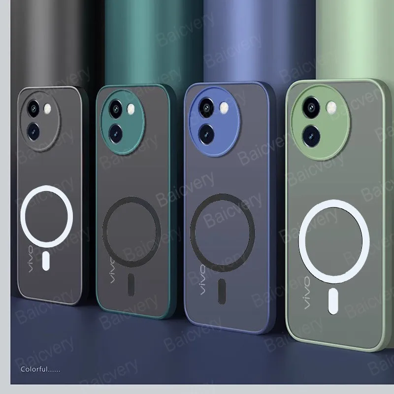 for VIVO V30E 5G V2340 V2339 Case Capa With Ring Iron Sheet Magnetic Sticker Anti-Drop Shell Matte Full Protective Back Cover