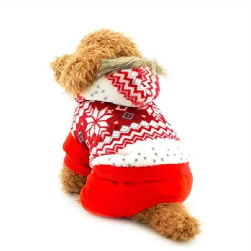 Red Snowflake Winter Pet Dog Warm Clothes For Small Dogs Puppy Clothing Jumpsuit Coat For Chihuahua Dog Jacket