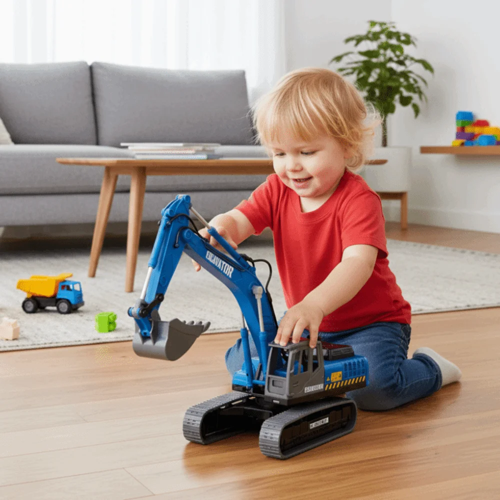 Simulation Inertial Engineering Vehicle Flexible Joints Rotatable Excavator Model Desk Ornaments Pull Arm Forklift Car Model