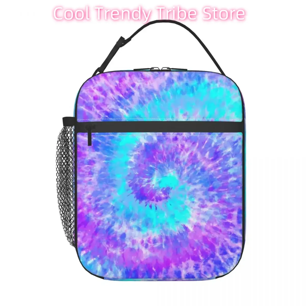 Tie Dye Swirl Lunch Bag Blue and Purple Office Lunch Box For Men Leisure Design Tote Food Bags Oxford Convenient Cooler Bag