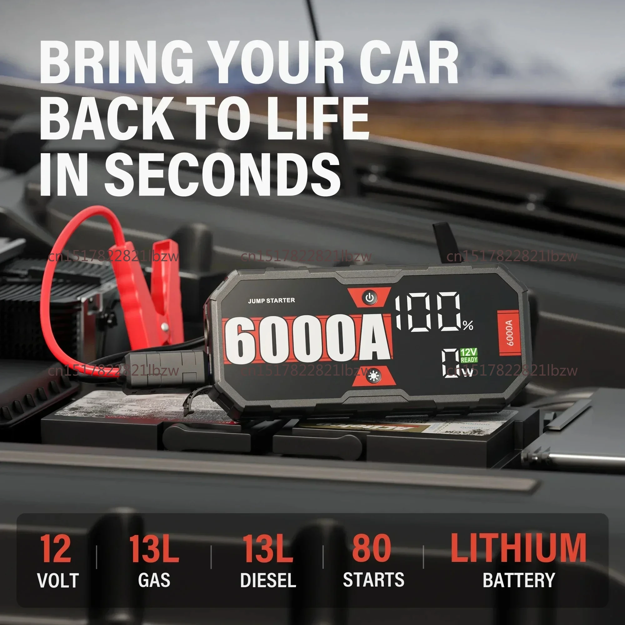 Car 4000A 6000A Portable Jump Starter With Power Bank Fast Charge PD65W 12V Auto Battery Charger Booster Starting Device
