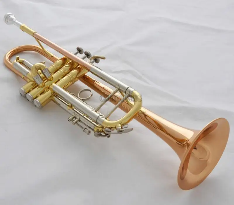 

High Grade Rose Brass Trumpet ABALONE Keys Bb Horn Cupronickel tuning pipe