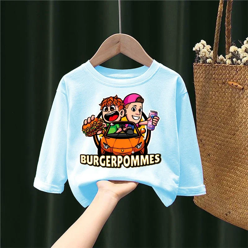 Burgerpommes Icrimax Kinder T-shirt Junge Nette Anime Gedruckt Sweatshirt Frühling Herbst Casual Trendy Langarm Top Kleidung Geschenk