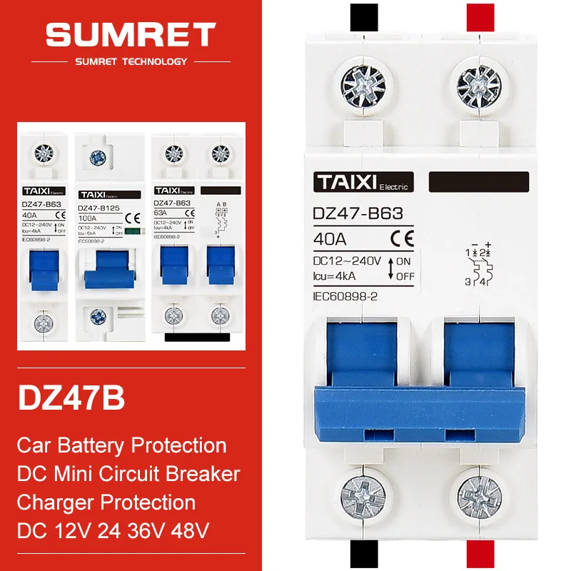 Solar DC Disconnect Switch Miniature Battery Circuit Breaker 12V-120V 10A 16A 20A 32A 50A 63A 100A 125A  Protector