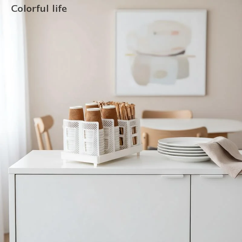 

Detachable Multifunctional Disposable Paper Cup Holder Single Double Size Coffee Cup Storage Rack Plastic Ground Mounted Home