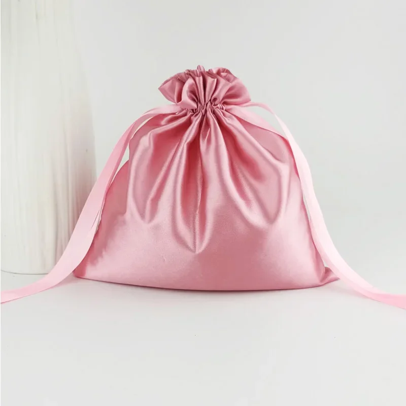 Silk Drawstring Pouch Satin Bag Hair Jewelry HandBag Cosmetic Tools Makeup Shoes Home Storage Sachet Packaging Bags for Business