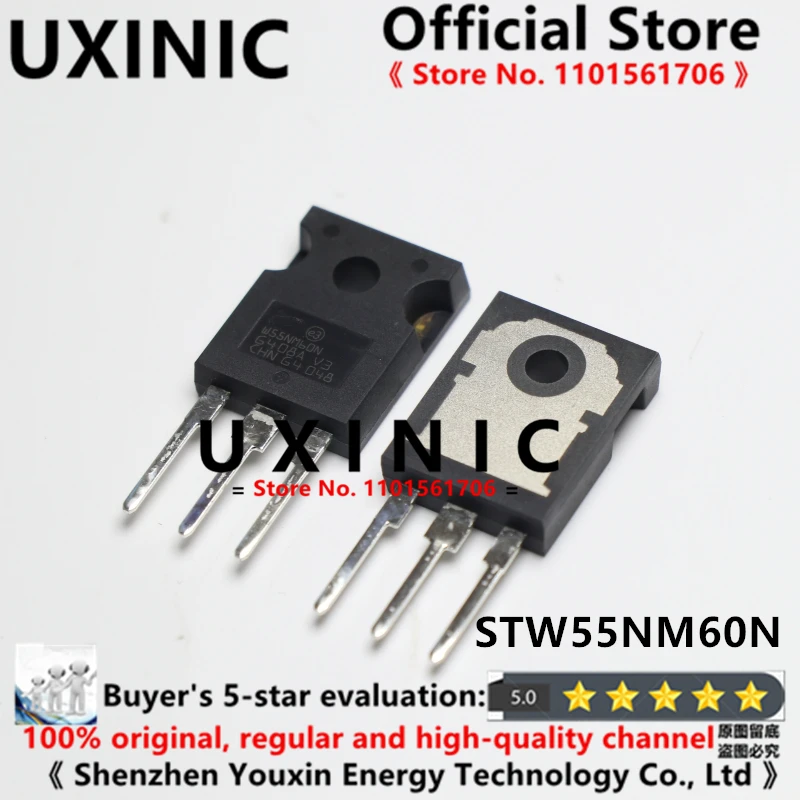 

UXINIC 100% New Imported Original STW55NM60N W55NM60N TO-247N Channel MOSFET 55A 600V