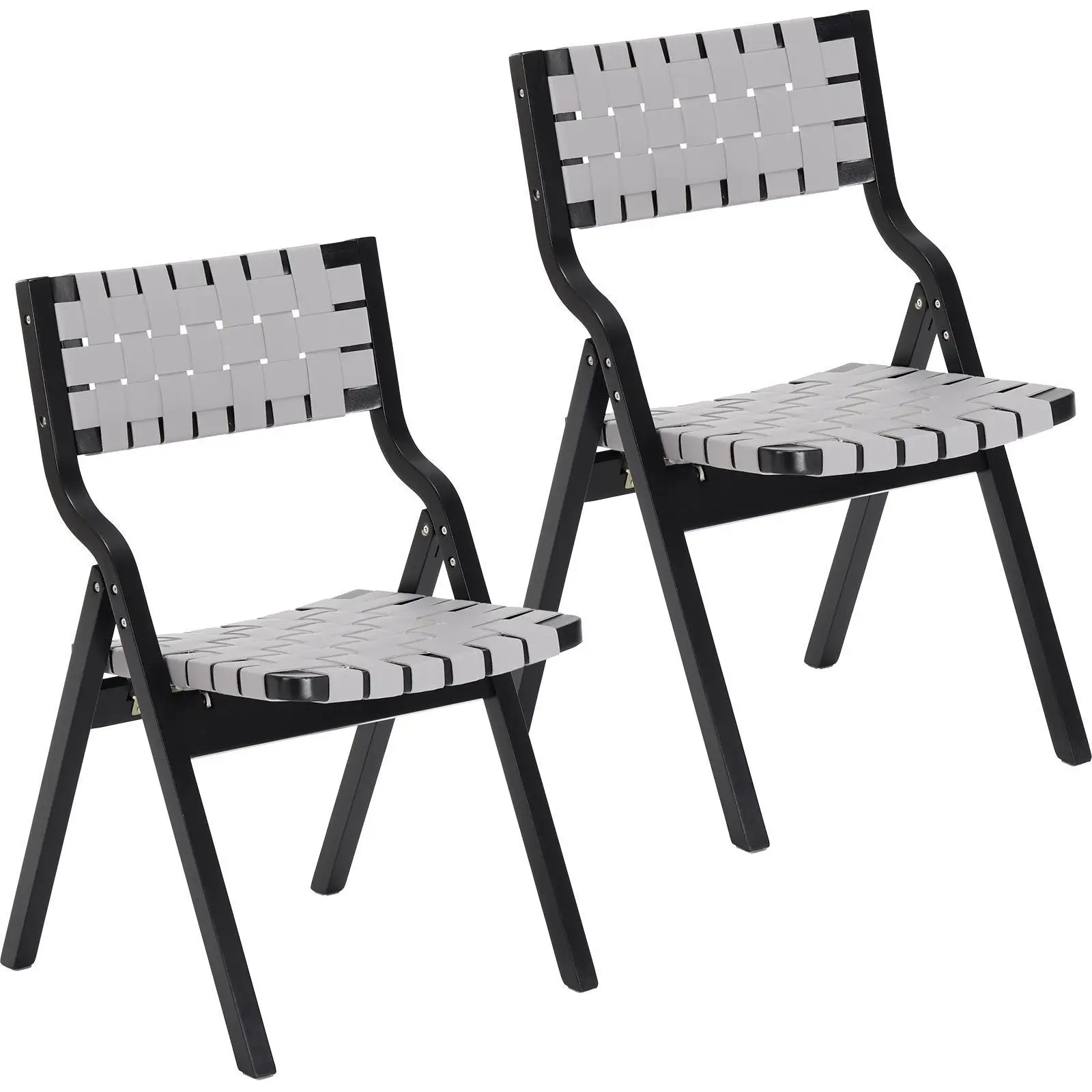 

Foldable Wooden Chair with Woven Seat Stackable Dining Seating for Versatile Living Spaces