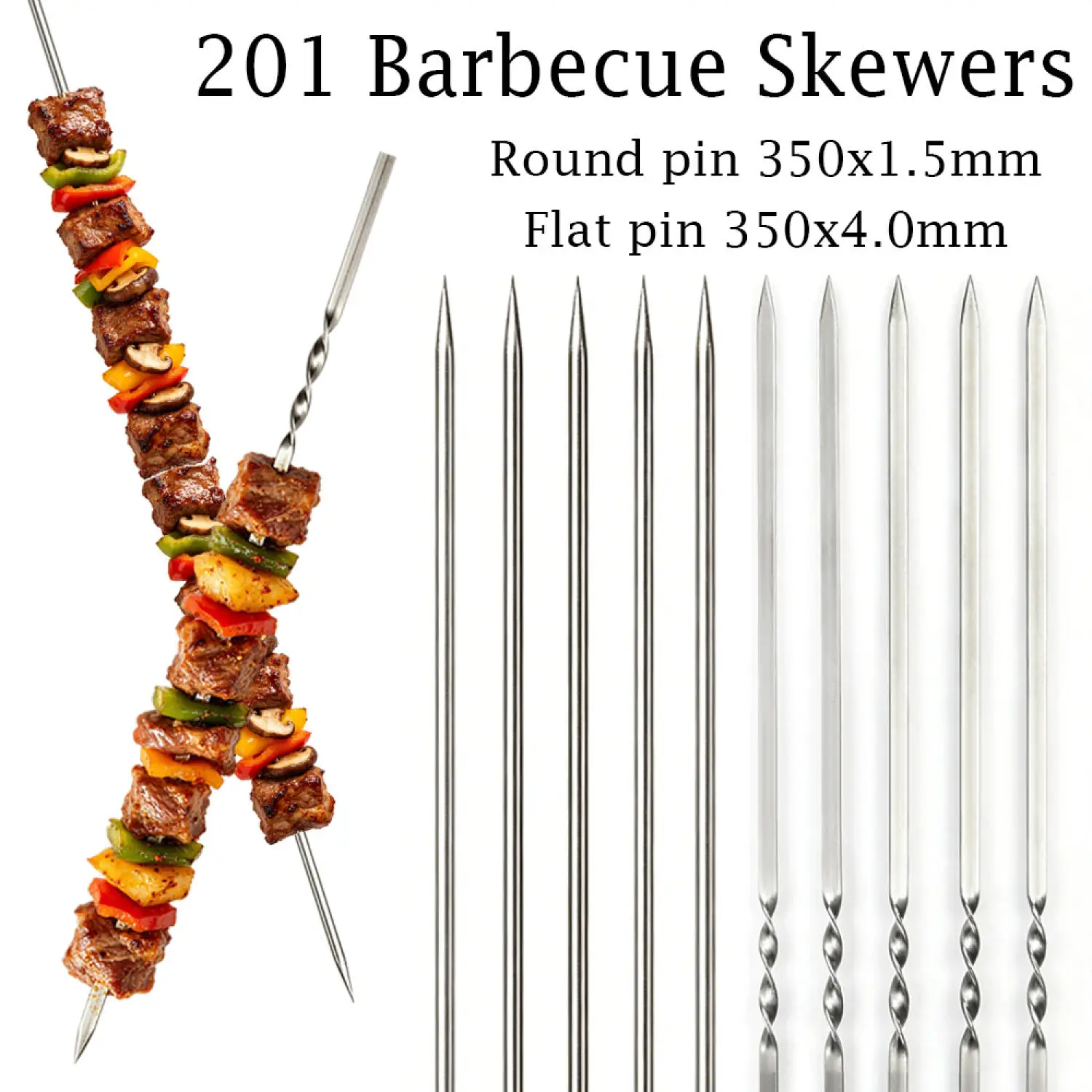

10-50pcs Stainlesss Steel Barbecue Skewer Reusable Barbecue Needle Stick Barbecue Tools for Outdoor Camping Party Accessories