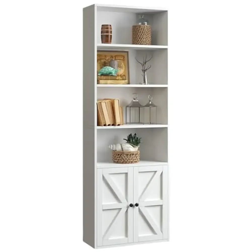 Country Farmhouse Storage Cabinet 6-Tier Wooden Bookshelf Home Decor Display Furniture