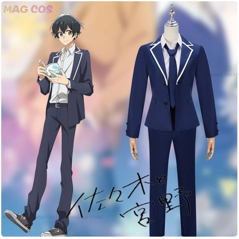 Anime Sasaki and Miyano Yoshikazu Cosplay Costume Sasaki Shuumei Wig Dark Blue School Uniform Sasaki Shuumei Men Halloween Party