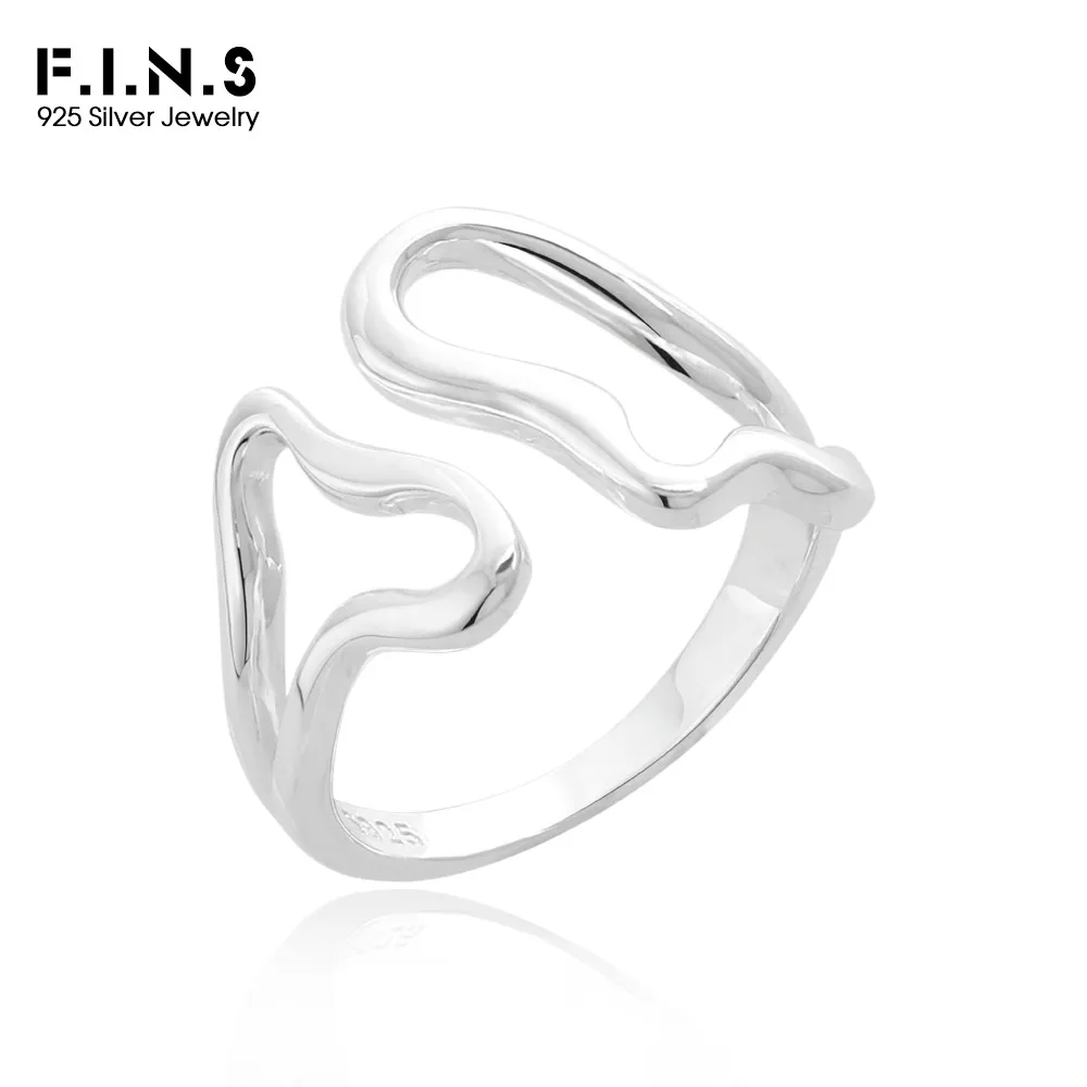

F.I.N.S оригинальное открытое кольцо из стерлингового серебра S925 в форме сердца, полое сердце любви, эффектное минималистичное ювелирное изделие изменяемого размера